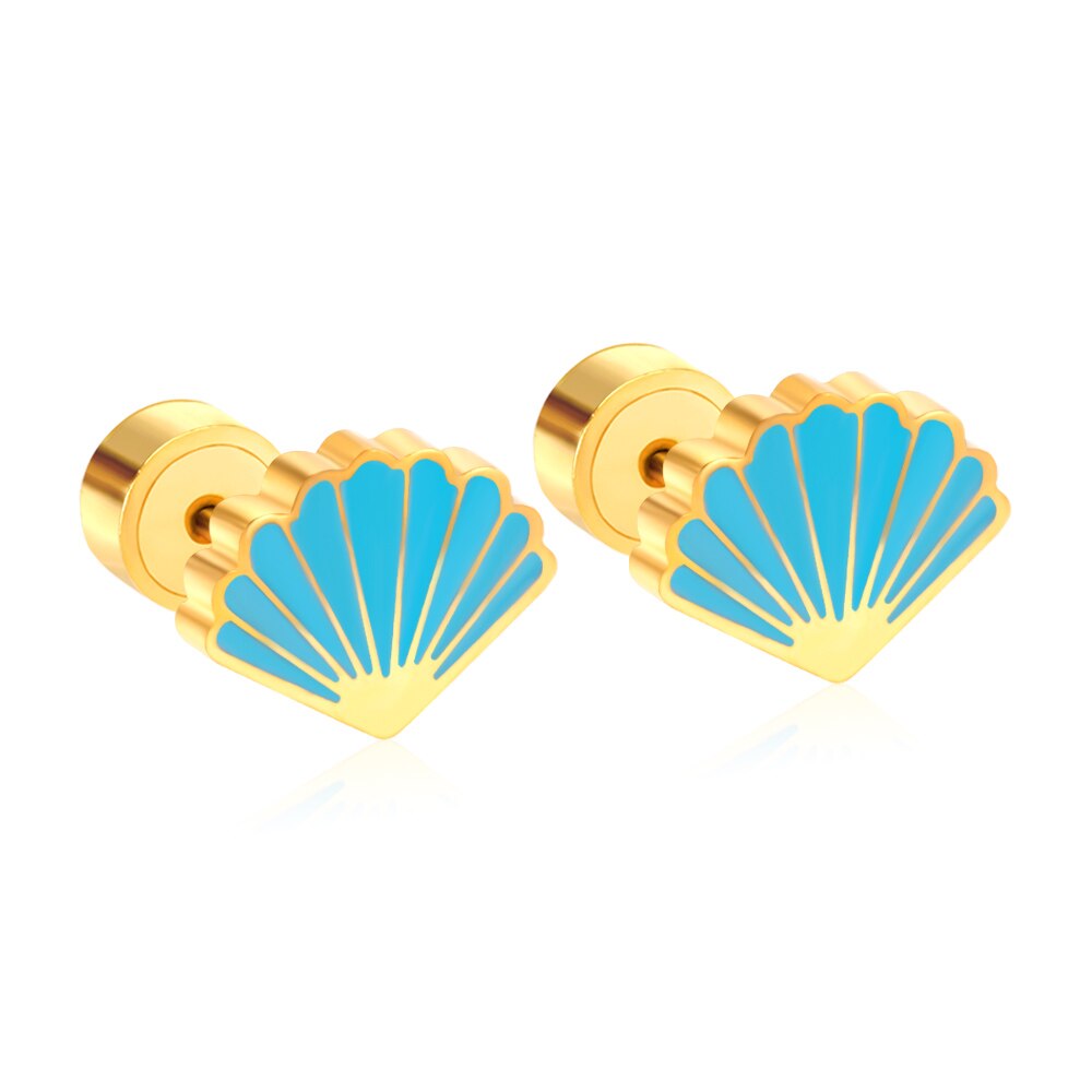 ASON Silver Color Fashion Blue Shell Children's Earrings 316L Stainless Steel Ear Stud for Girl Women Jewelry Gifts asonjewelry